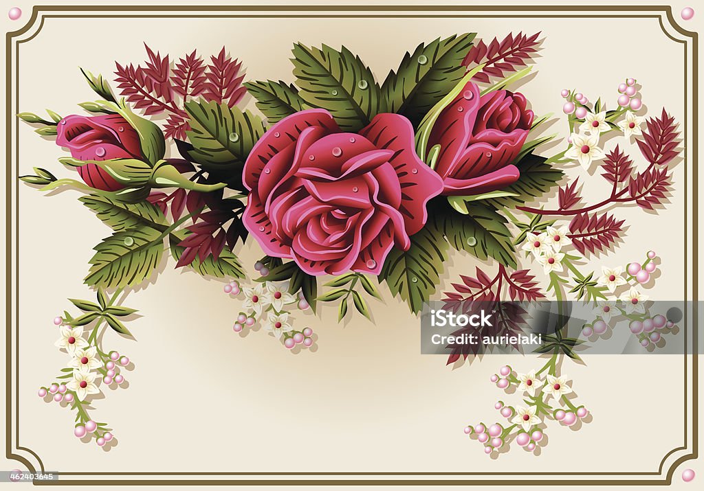 Roses Ornament on Vintage Frame Detailed illustration of a Roses Ornament on Vintage Frame.This illustration is saved in EPS10 with color space in RGB.. Beauty stock vector