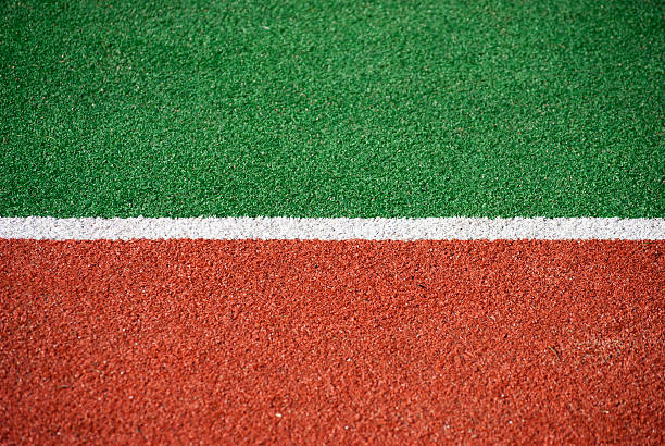 A closeup of a sports track and field stock photo