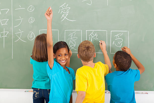 istock schoolgirl after writing chinese on blackboard 462404027