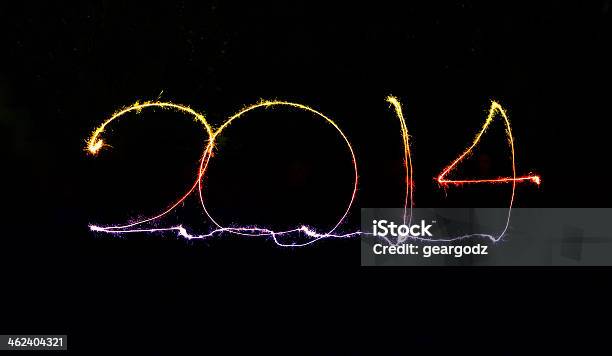 2014 Written In Sparkling Letters Stock Photo - Download Image Now - 2014, Anniversary, Black Color