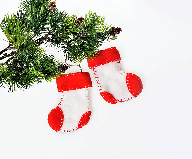 istock Two Christmas toy on a branch of tree 462407161