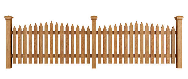 Wooden fence on white Wooden fence isolated on white background - rendering picket fence stock pictures, royalty-free photos & images