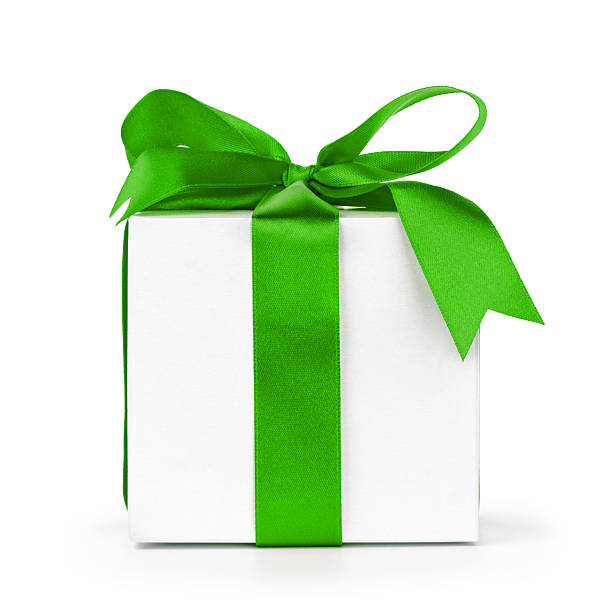 istock paper gift box wrapped with green ribbon 462414403