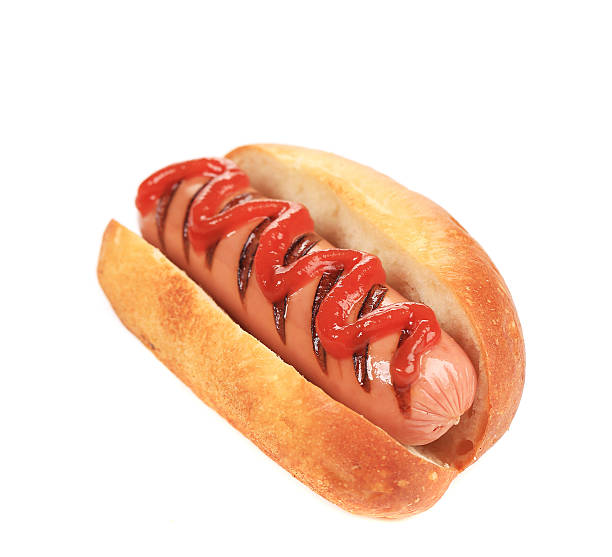 istock Hotdog with mustard and ketchup. 462414573