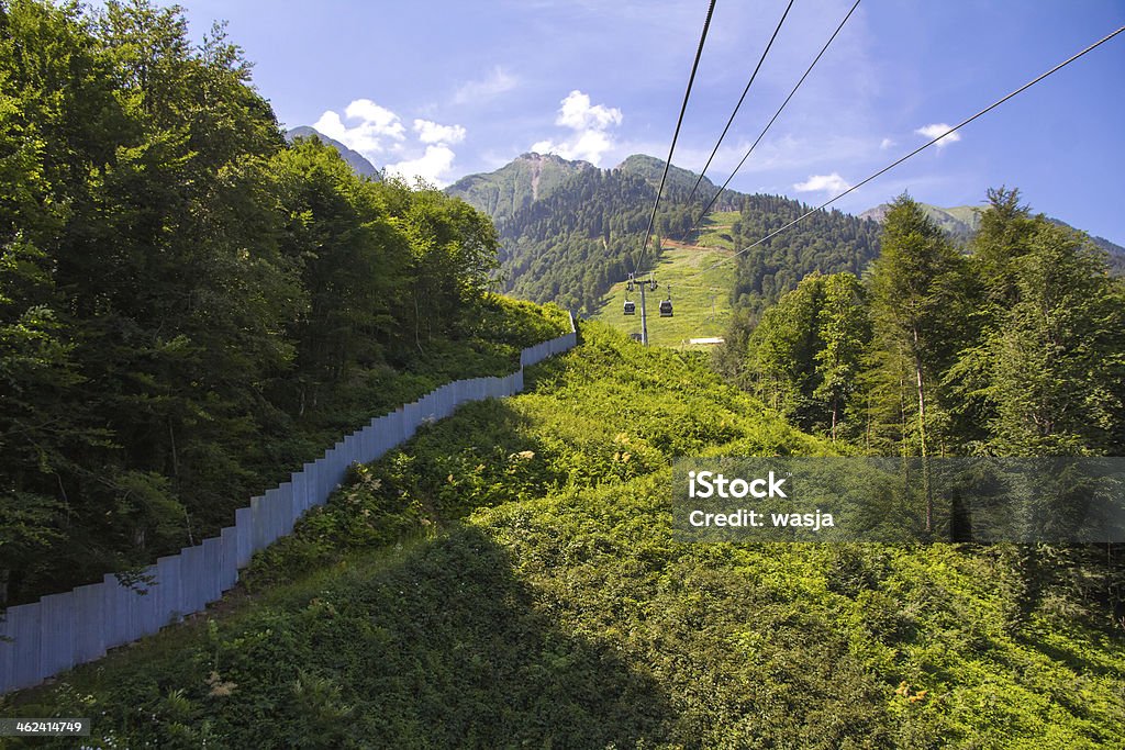 cable car in summer mountains Blue Stock Photo