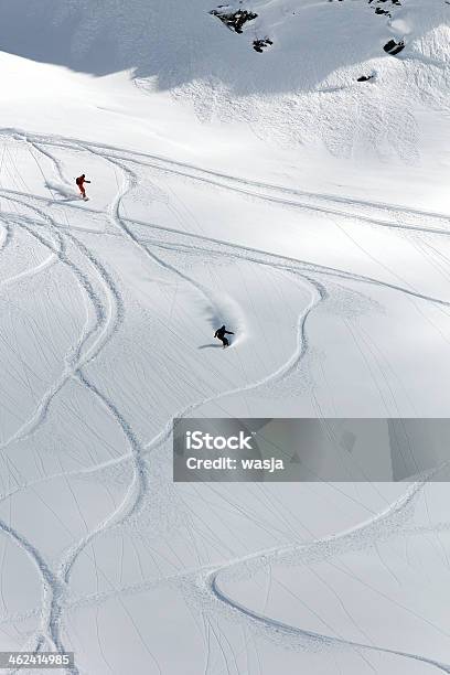 Freeride Tracks On A Slope Stock Photo - Download Image Now - Skiing, Track - Imprint, Krasnaya Polyana - Sochi