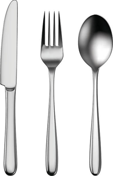 ilustrações, clipart, desenhos animados e ícones de talheres - fork silverware isolated kitchen utensil