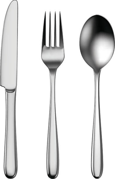 столовые приборы - fork table knife silverware spoon stock illustrations