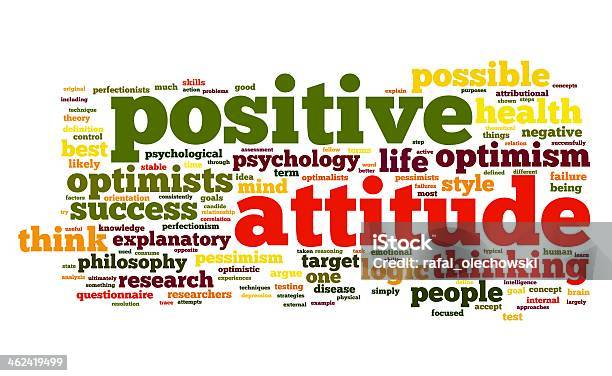 Positive Attitude Concept In Tag Cloud Stock Photo - Download Image Now - Attitude, Cheerful, Concepts
