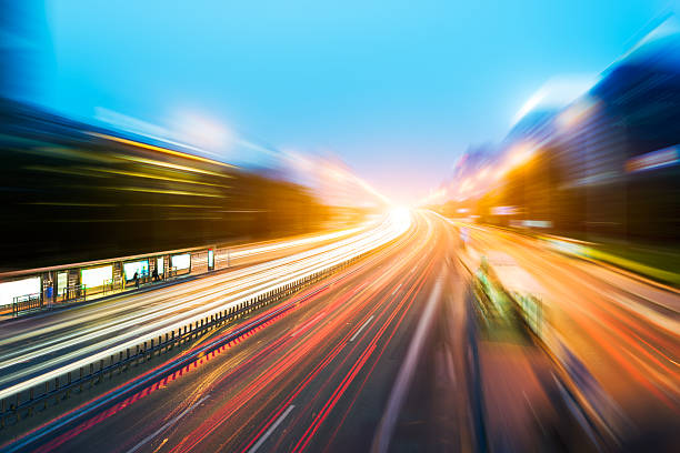 istock light trails on the modern building background in shanghai china 462419513