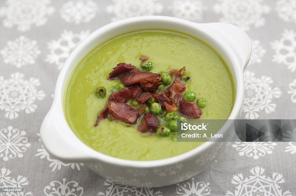 Pea soup with bacon Appetizer Stock Photo