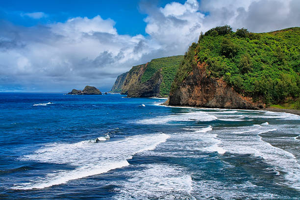 vale pololu vista no havai - hamakua coast imagens e fotografias de stock