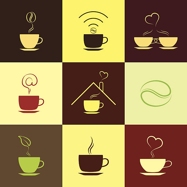 ilustrações de stock, clip art, desenhos animados e ícones de café - two objects cup saucer isolated