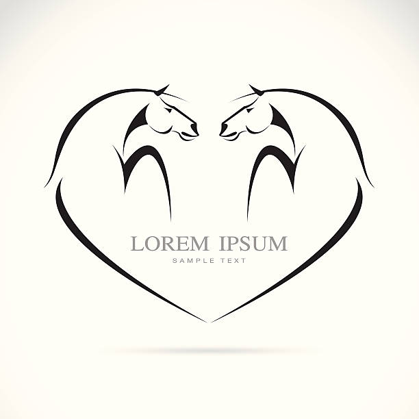 istock Design of two horses in the shape of a heart 462432447