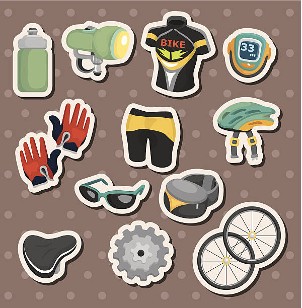 ilustrações de stock, clip art, desenhos animados e ícones de mulher bicicleta de autocolantes - bicycle sport tire single object