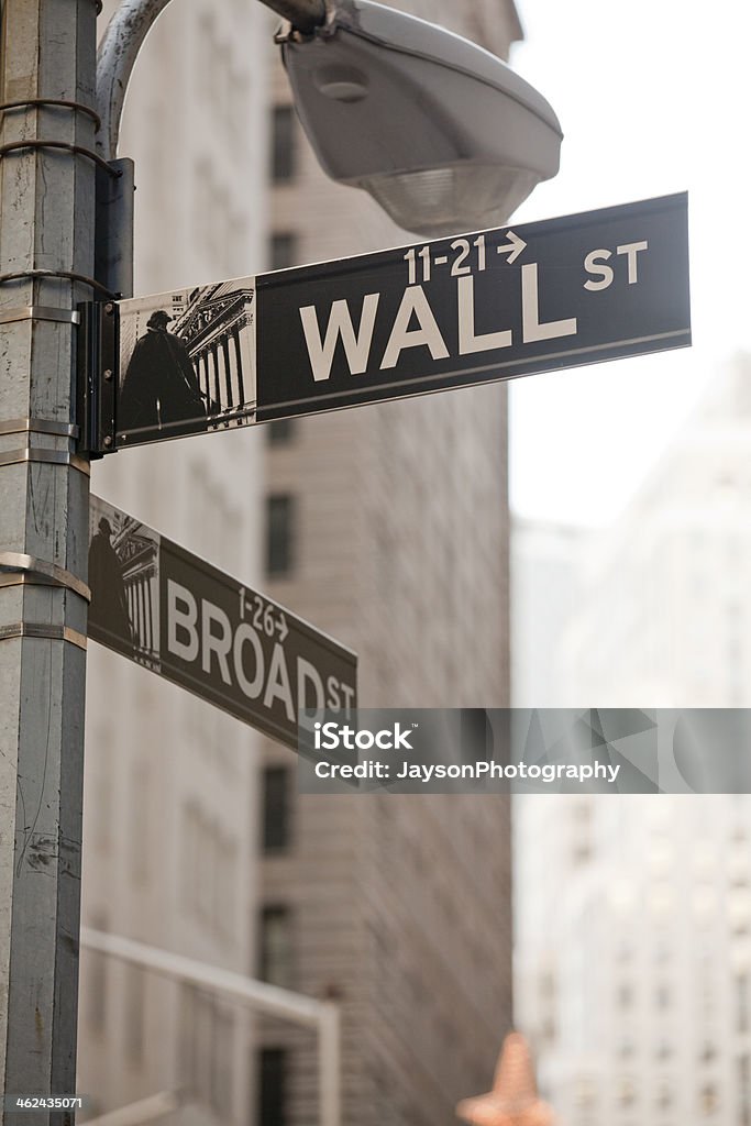Уолл-Стрит в Нью-Йорке - Стоковые фото Нью-Йоркская фондовая биржа роялти-фри