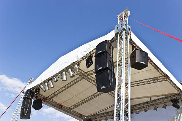 istock Outdoor concert stage construction over sky 462439751