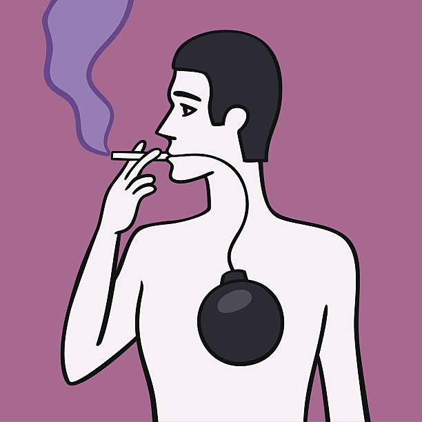 Smoker. Smoker causes slow damage to your health and body. small cell carcinoma stock illustrations