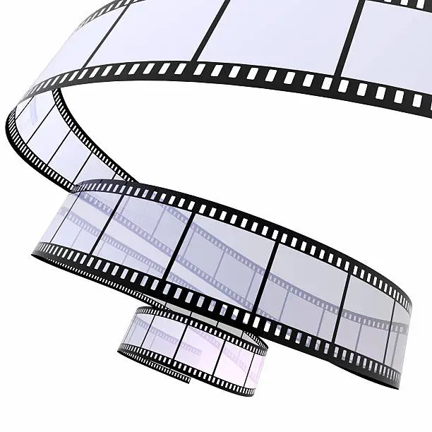 3d image of film strip on white