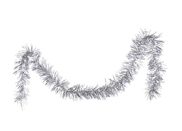 istock Silver Christmas tinsel suspended on isolated background 462443901