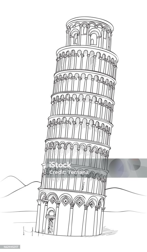 Pisa Tower. Italian Landmark. Leaning Tower of Pisa, Italy, Europe. Travel destinations cityscape. Leaning Tower of Pisa stock vector