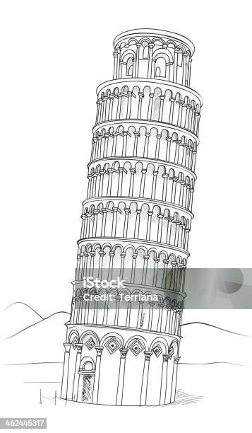 Pisa Tower Italian Landmark Stock Illustration - Download Image Now - Leaning Tower of Pisa, Pisa, Vector