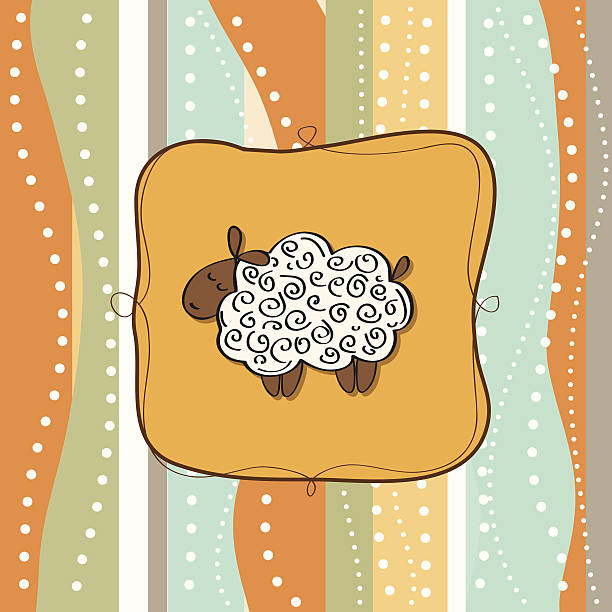 말풍선이 있는 재미있는 축하글 카드 시프 - sheep anniversary card simplicity cartoon stock illustrations