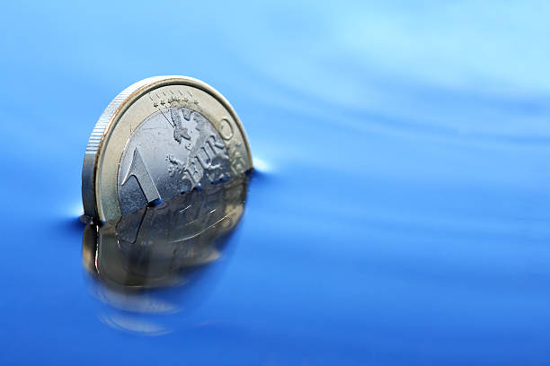 Sinking Euro stock photo
