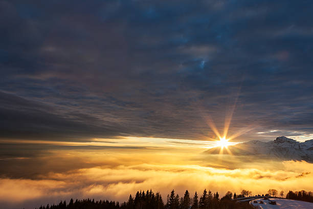 istock Beautiful sunset in winter mountain landscape. 462446299