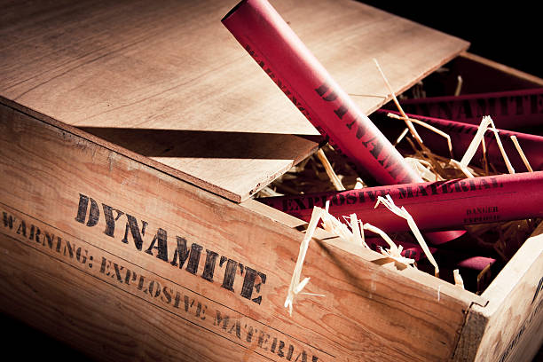 istock high contrast photo of dynamite sticks on a box 462446753