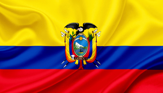 Agitando bandera ecuatoriana photo