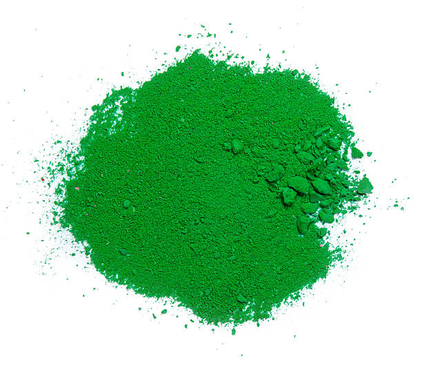 istock Colorful green powder isolated against white background 462459755