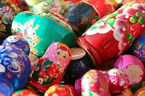 Photo of Matrioshkas in the crafts of Moscow, Russia