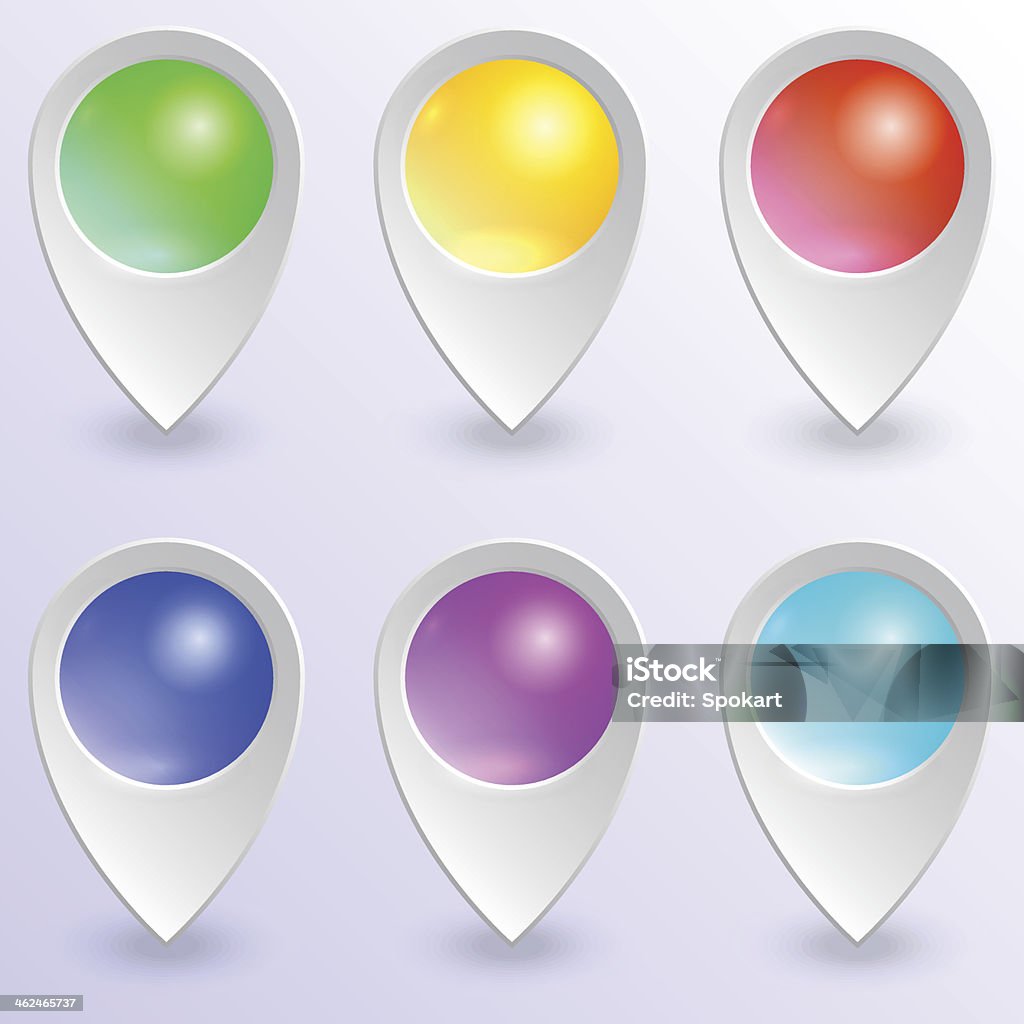 Vector set of colored map pins Vector set of empty  colored glass map pins Arranging stock vector