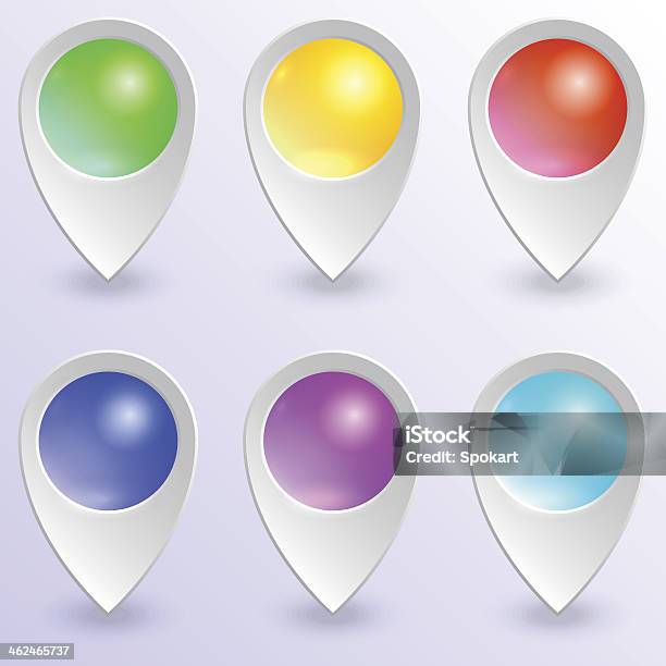 Vector Set Of Colored Map Pins Stock Illustration - Download Image Now - Arranging, Blue, Bubble