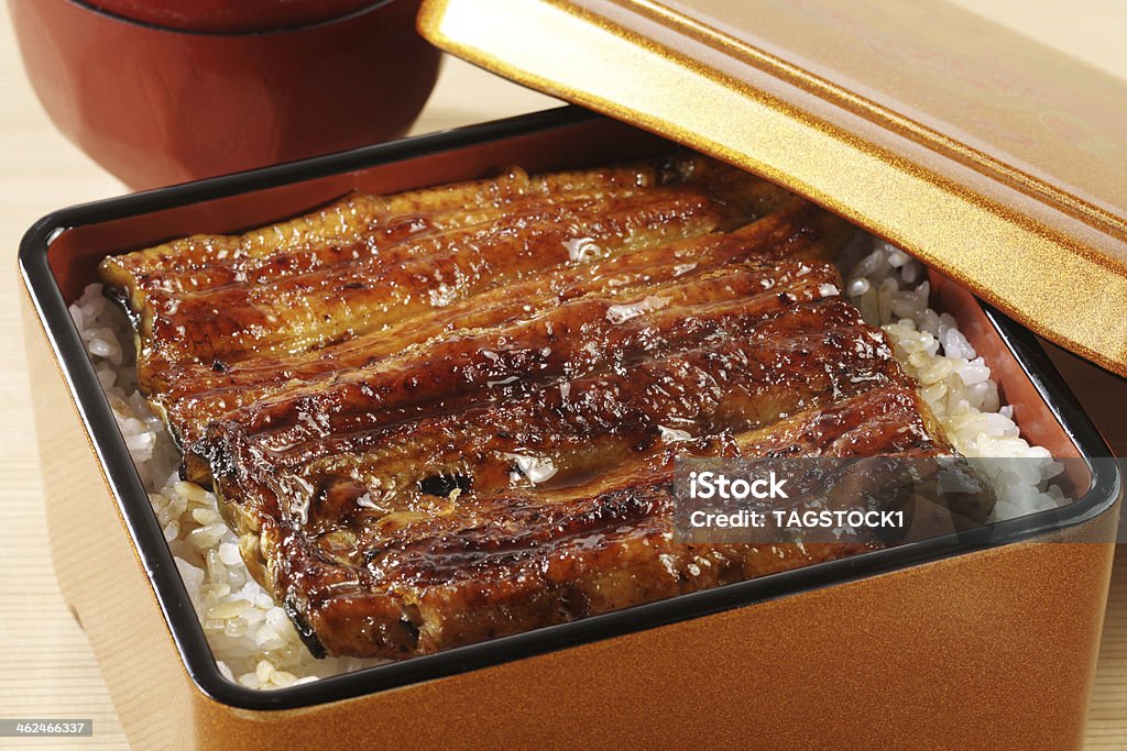 Broiled eels on rice Anguillidae Stock Photo