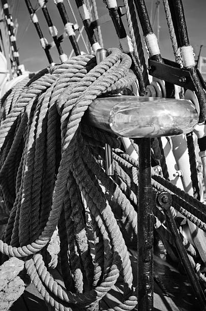 istock The ropes braided in bays on an ancient sailing vessel 462470793