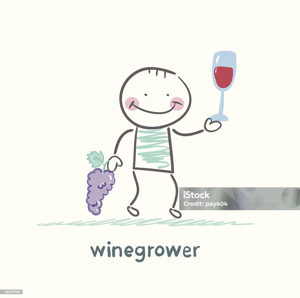 winegrower 고정함 a 번치 포도 - 로열티 프리 계절 벡터 아트