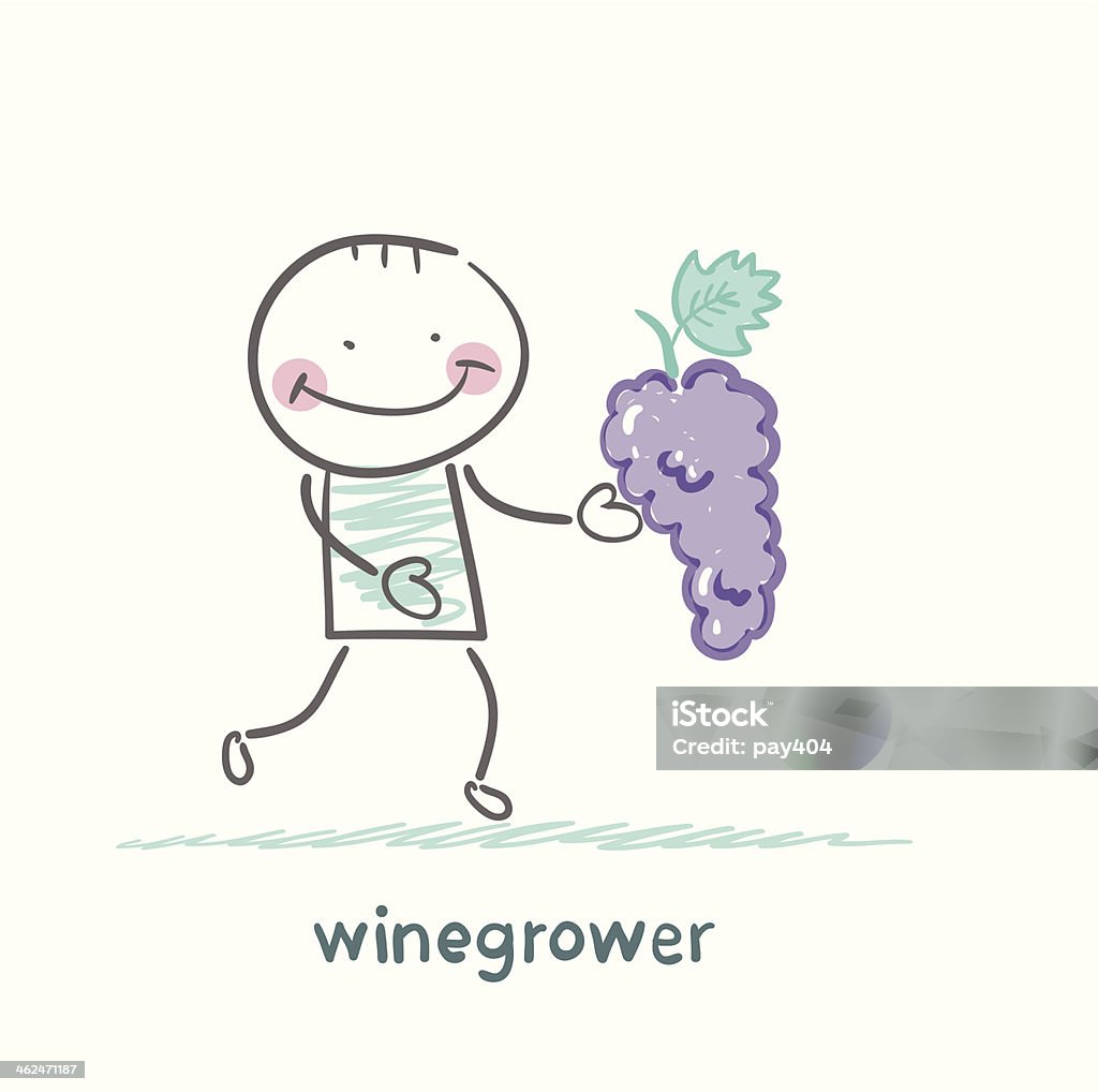 winegrower 고정함 a 번치 포도 - 로열티 프리 계절 벡터 아트