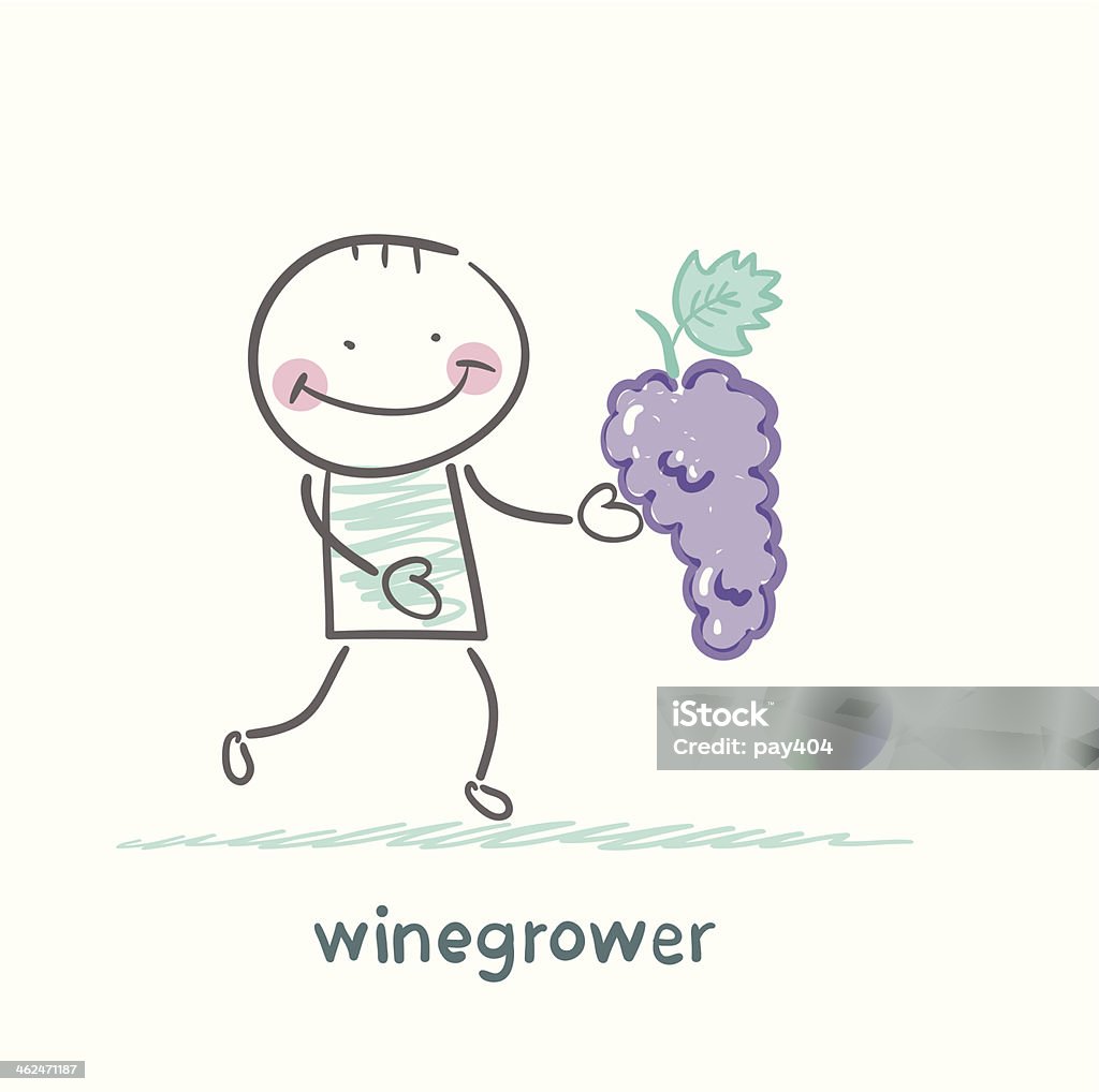 winegrower posiada szereg winogron - Grafika wektorowa royalty-free (Czerwone winogrono)