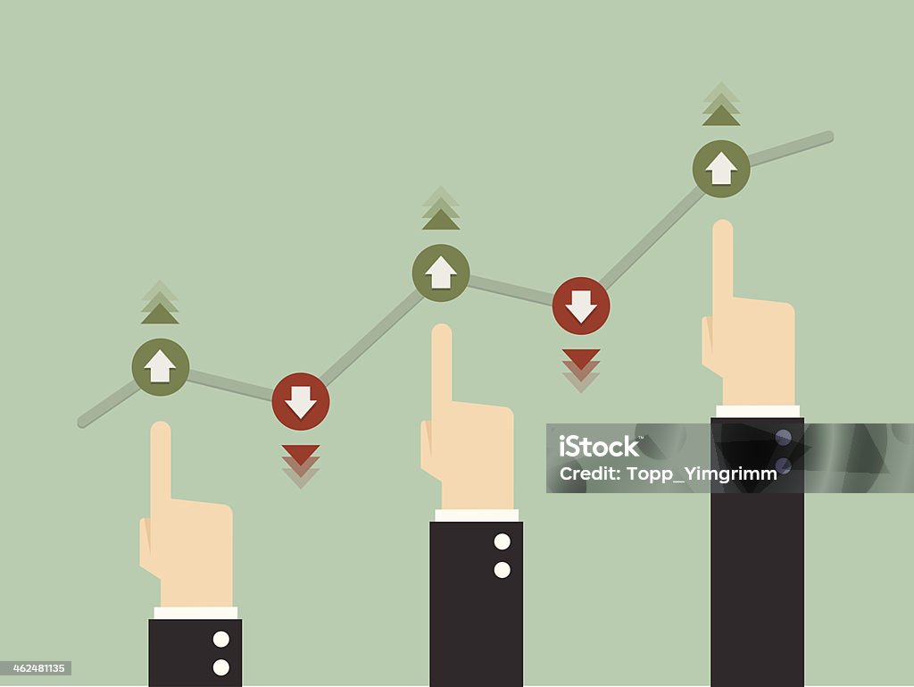 Increase Businessman Touching a Graph Indicating Growth Achievement stock vector