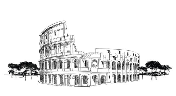 ilustrações de stock, clip art, desenhos animados e ícones de coliseu, em roma, itália.  marco europeia. - amphitheater