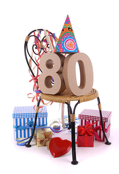 Happy birthday with Age in figures at a party mood stock photo