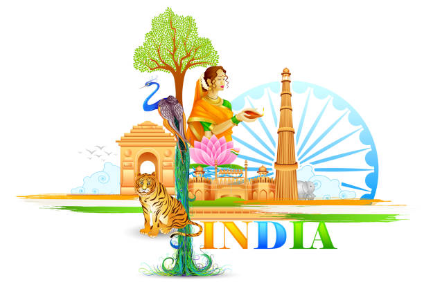 인도 배경이미지 - india new delhi indian culture pattern stock illustrations