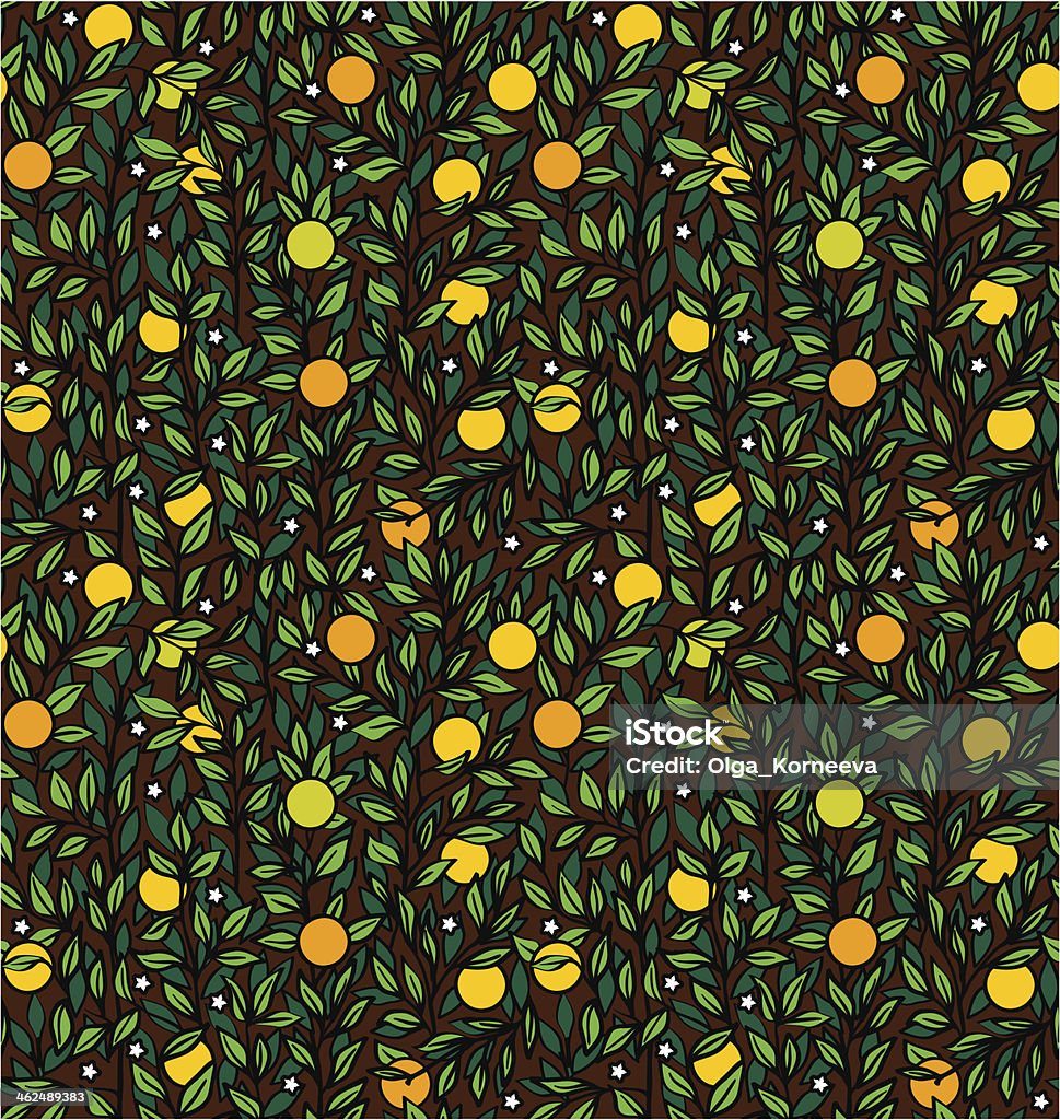 Nahtlose Nacht Vektor-Muster mit einer orange tree - Lizenzfrei Ast - Pflanzenbestandteil Vektorgrafik