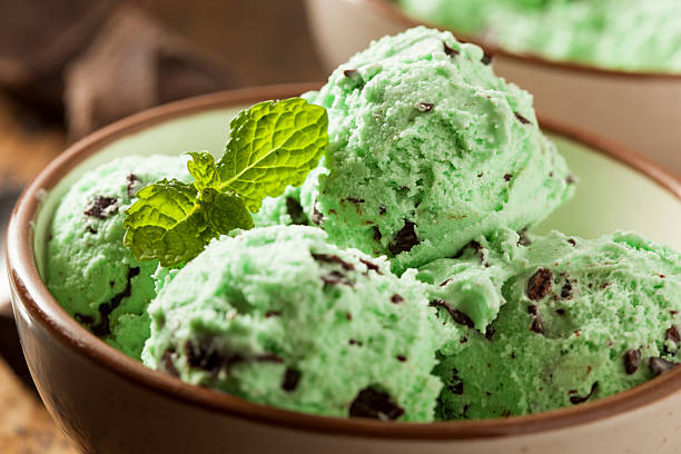 istock Organic Green Mint Chocolate Chip Ice Cream 462490119
