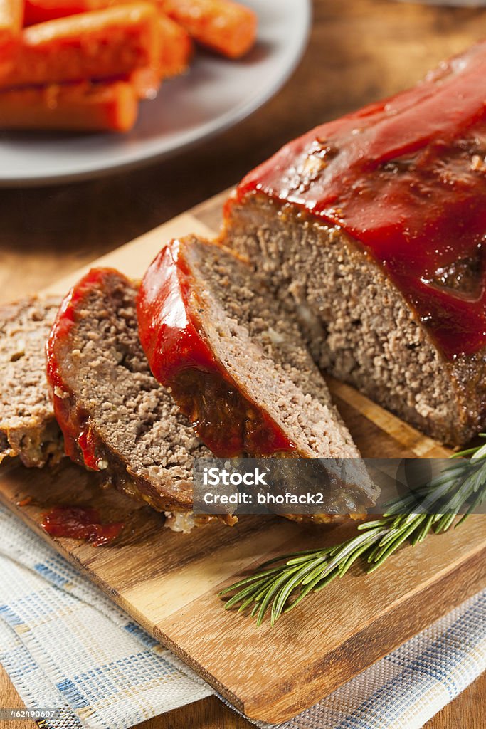 Homemade Ground Beef Meatloaf Homemade Ground Beef Meatloaf with Ketchup and Spices Ingredient Stock Photo