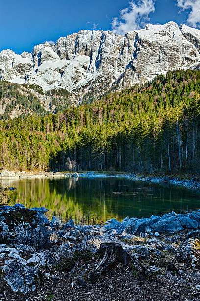 Frillensee lake  and Zugspitze - the highest mountain in Germany