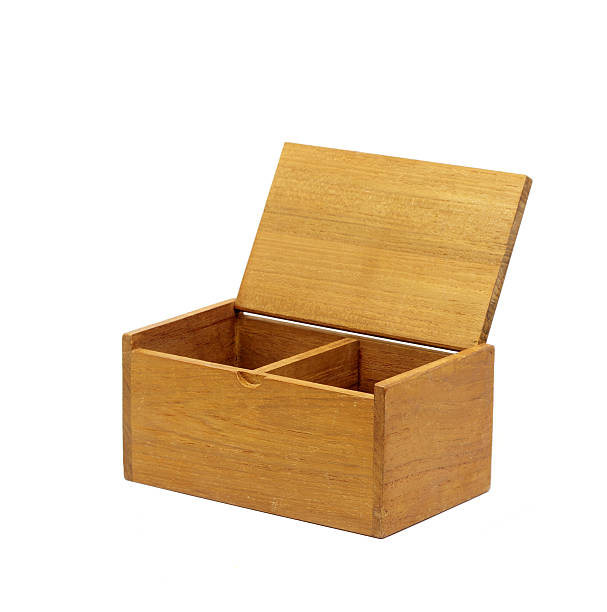 istock Old wooden box isolated on white 462493829