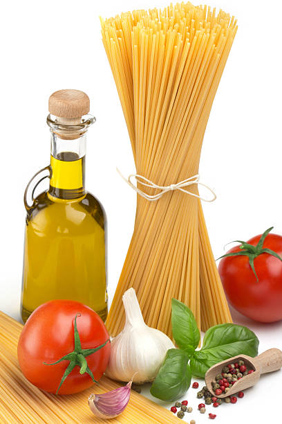 istock spaghetti, olive oil, tomatoes and herbs 462494833